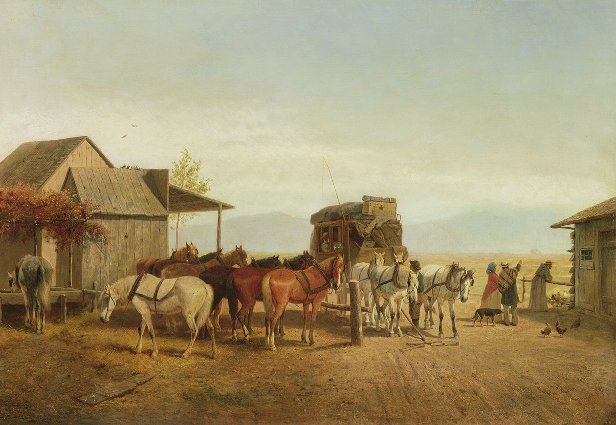Zatrzymanie dyliżansu w Kalifornii, 1875 r autorstwa William Hahn