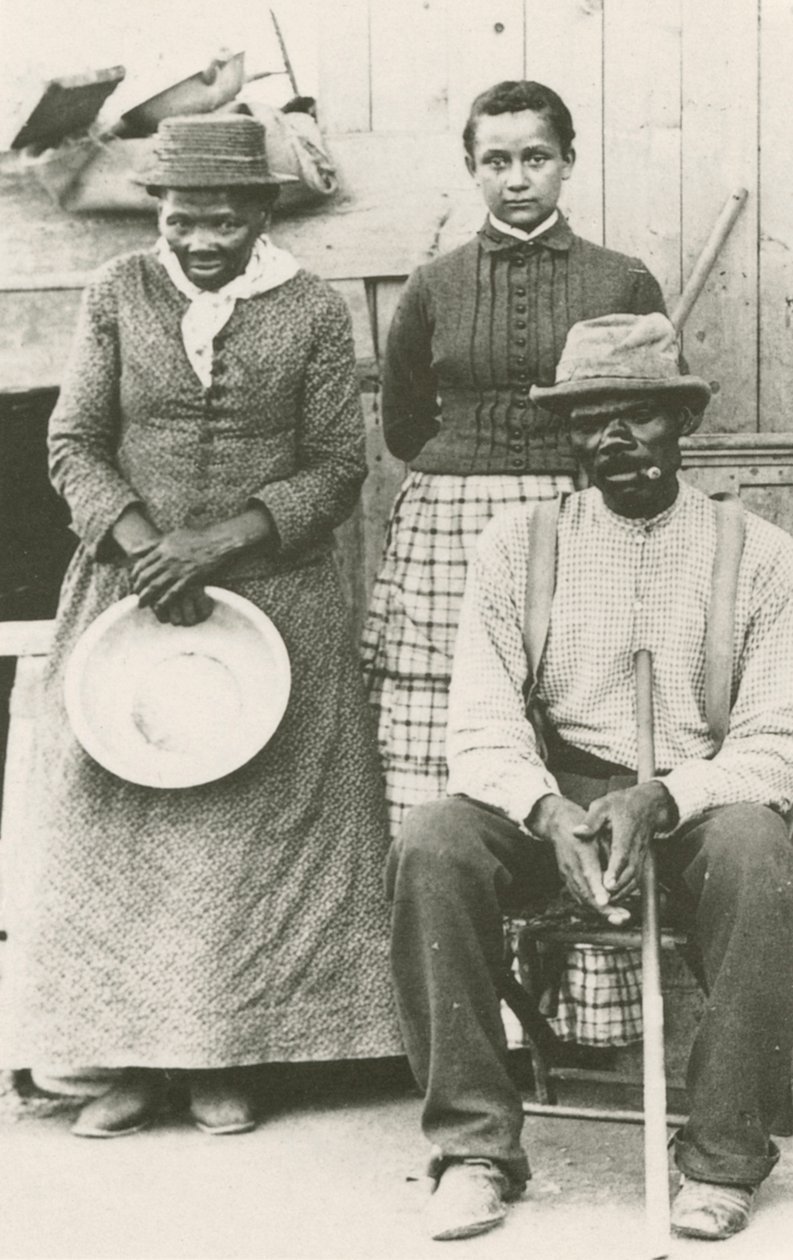 Pocztówka Harriet Tubman, Nelsona Davisa i córki Gertie, ca. 1887, wydrukowany 1992. autorstwa William Haight Cheney