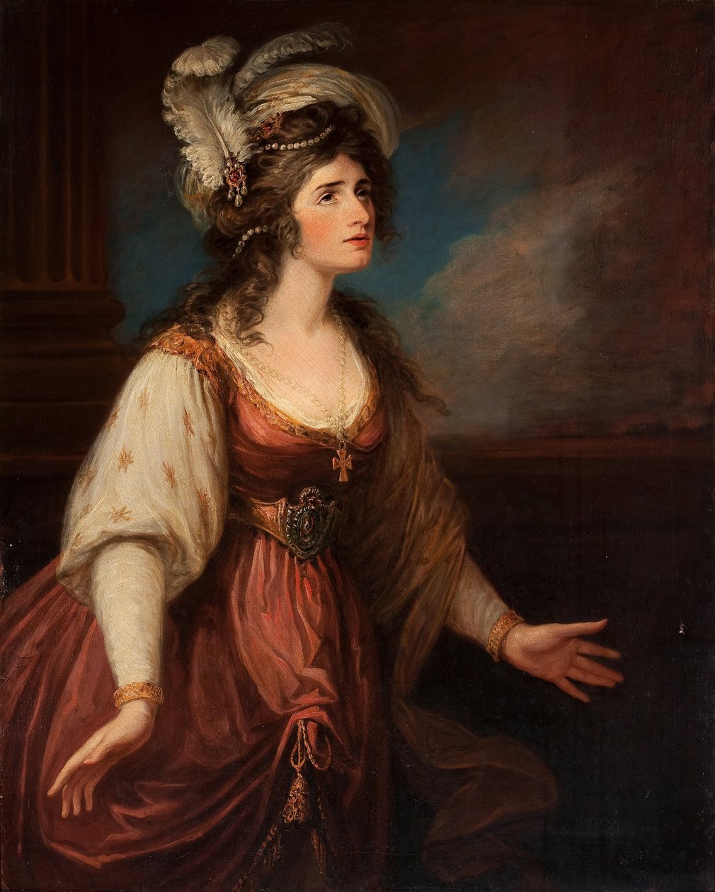Portret Sarah Siddons (1755-1831) jako Zara, autorstwa Hamiltona, Williama (1751-1801). Olej na płótnie, ok. 1784. Wymiary: 127x101,6 cm. Prywatna kolekcja autorstwa William Hamilton