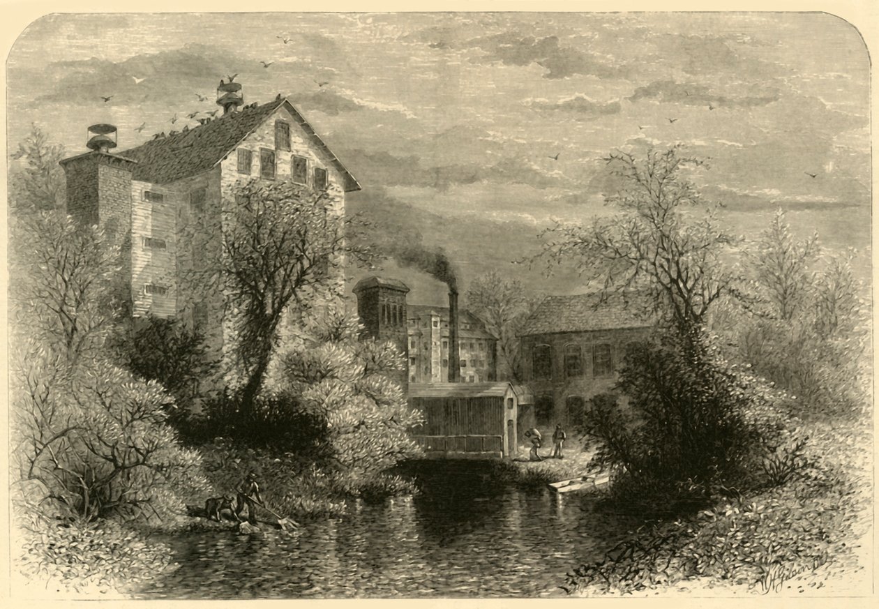 „Młyny nad rzeką Blackstone”, 1872. autorstwa William Hamilton Gibson