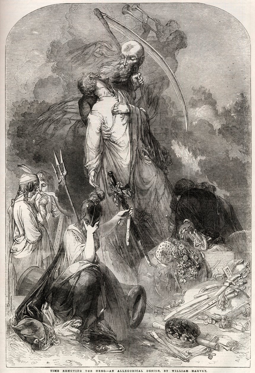 Alegoria śmierci Arthura Wellesleya (1769-1852), księcia Wellington - rysunek Williama Harveya autorstwa William Harvey
