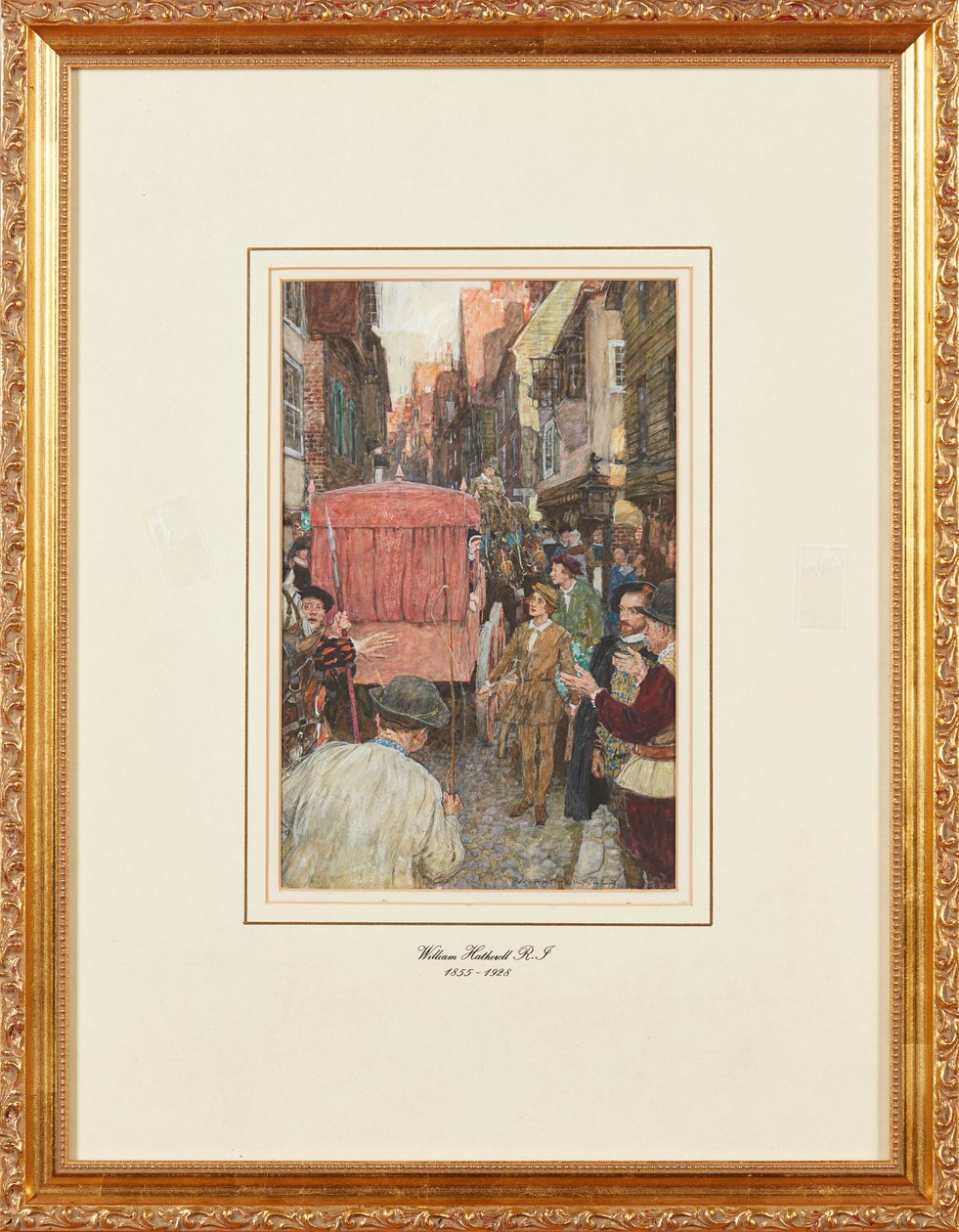 Elżbietański korek uliczny (ołówek i akwarela) autorstwa William Hatherell