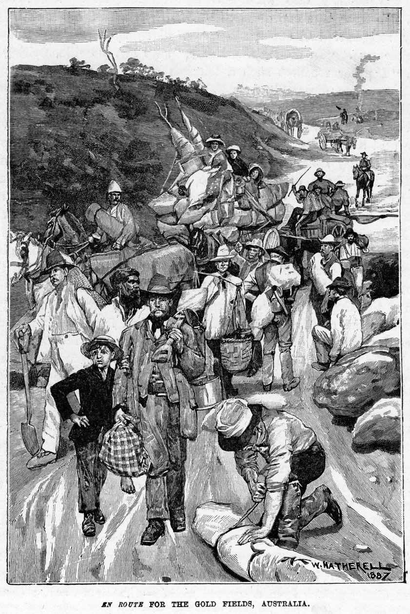 W drodze do Gold Fields, Australia, 1887. autorstwa William Hatherell
