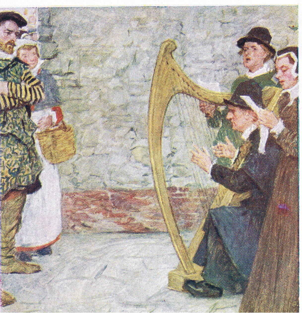 Shakespeare słucha śpiewaków ballad w pobliżu Somerset House, z My Magazine, pub.1922 autorstwa William Hatherell