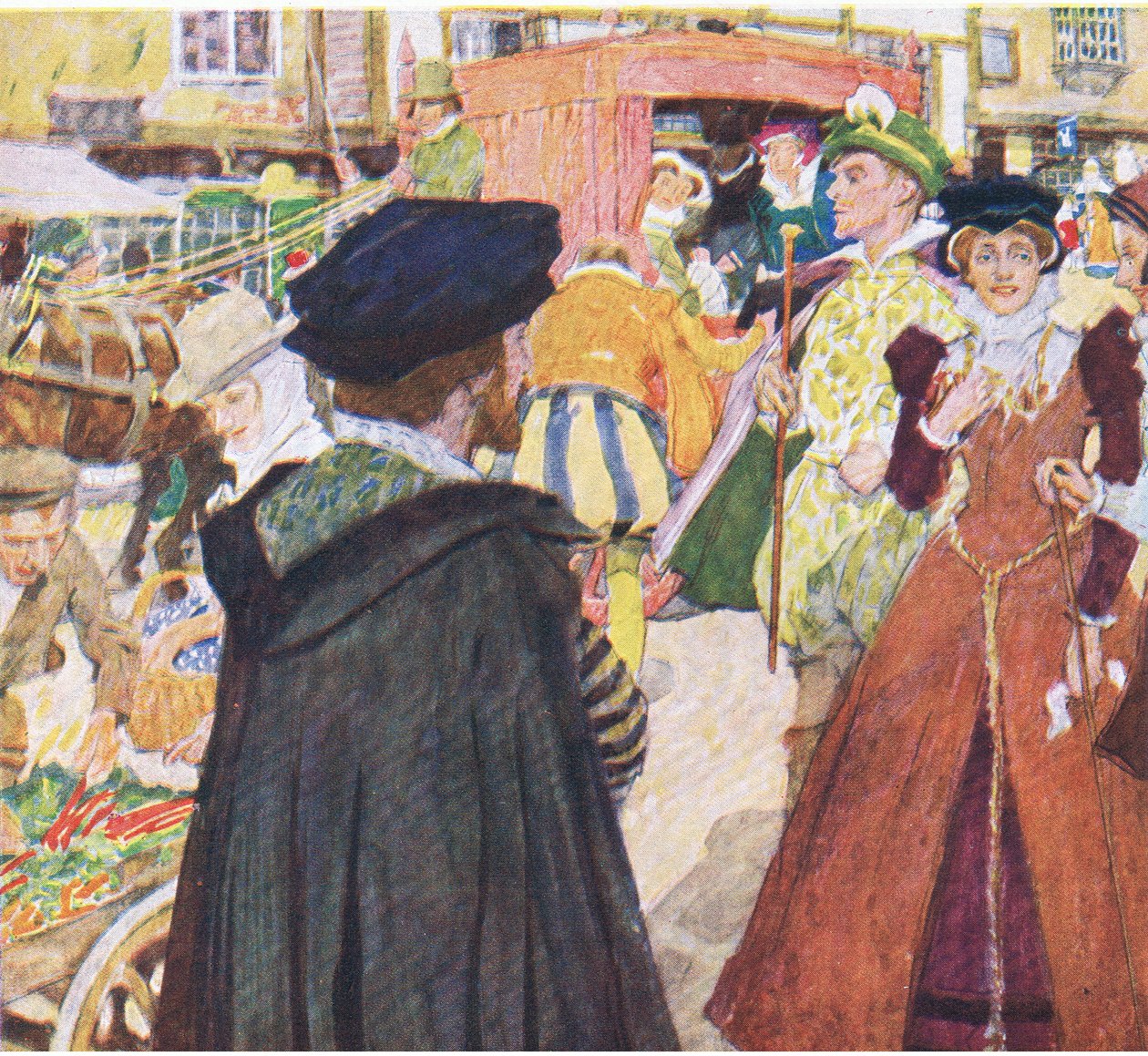 Szekspir zwraca uwagę na głupią modę chuliganów na Ludgate Hill, z My Magazine, wyd. 1922 autorstwa William Hatherell