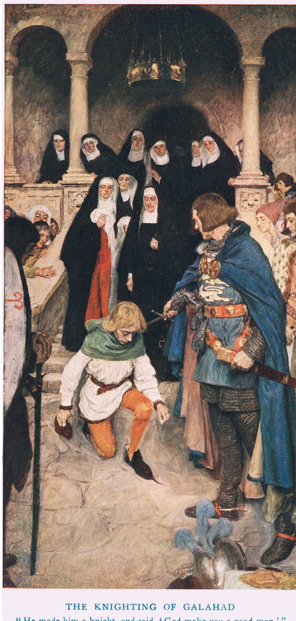 Rycerz Galahada, ilustracja z „Króla Artura” autorstwa William Hatherell