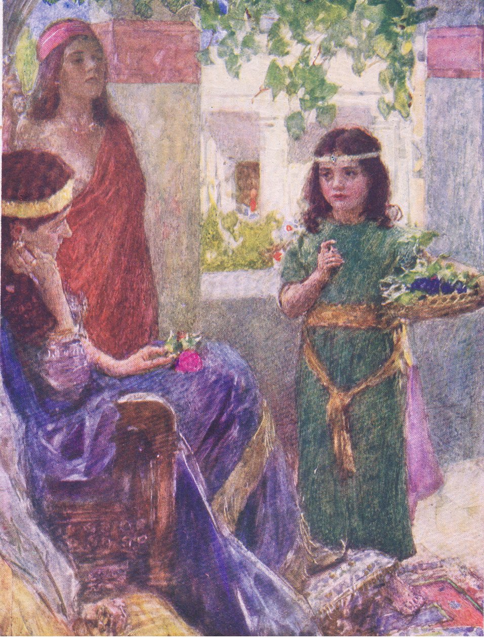 Mała służąca żony Naamana, z The Bible Story opublikowanej przez Hodder & Stoughton, c.1930 autorstwa William Hatherell