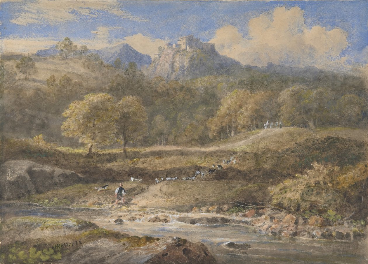 Licencja, niedaleko Rzymu: Willa Horacego, ca. 1828-29. autorstwa William Havell