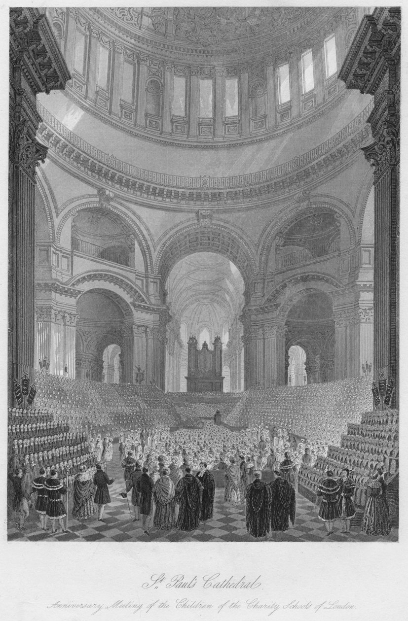 Katedra św. Pawła. Rocznicowe Spotkanie Dzieci Szkół Charytatywnych w Londynie, c1841 autorstwa William Haydon Fuge