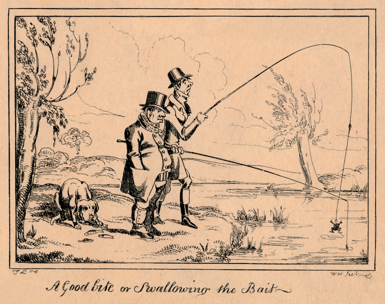 Dobry kęs lub połknięcie przynęty, 1835. autorstwa William Heath