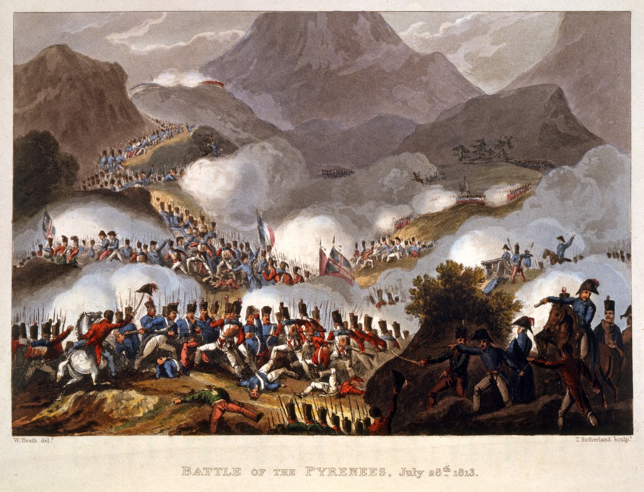 Bitwa pod Pirenejami, 28 lipca 1813, wyd. Londyn 1815 autorstwa William Heath