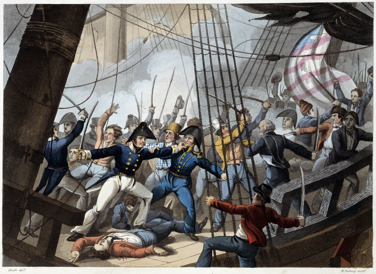 Zderzenie amerykańskiej łodzi Chesapeake autorstwa William Heath