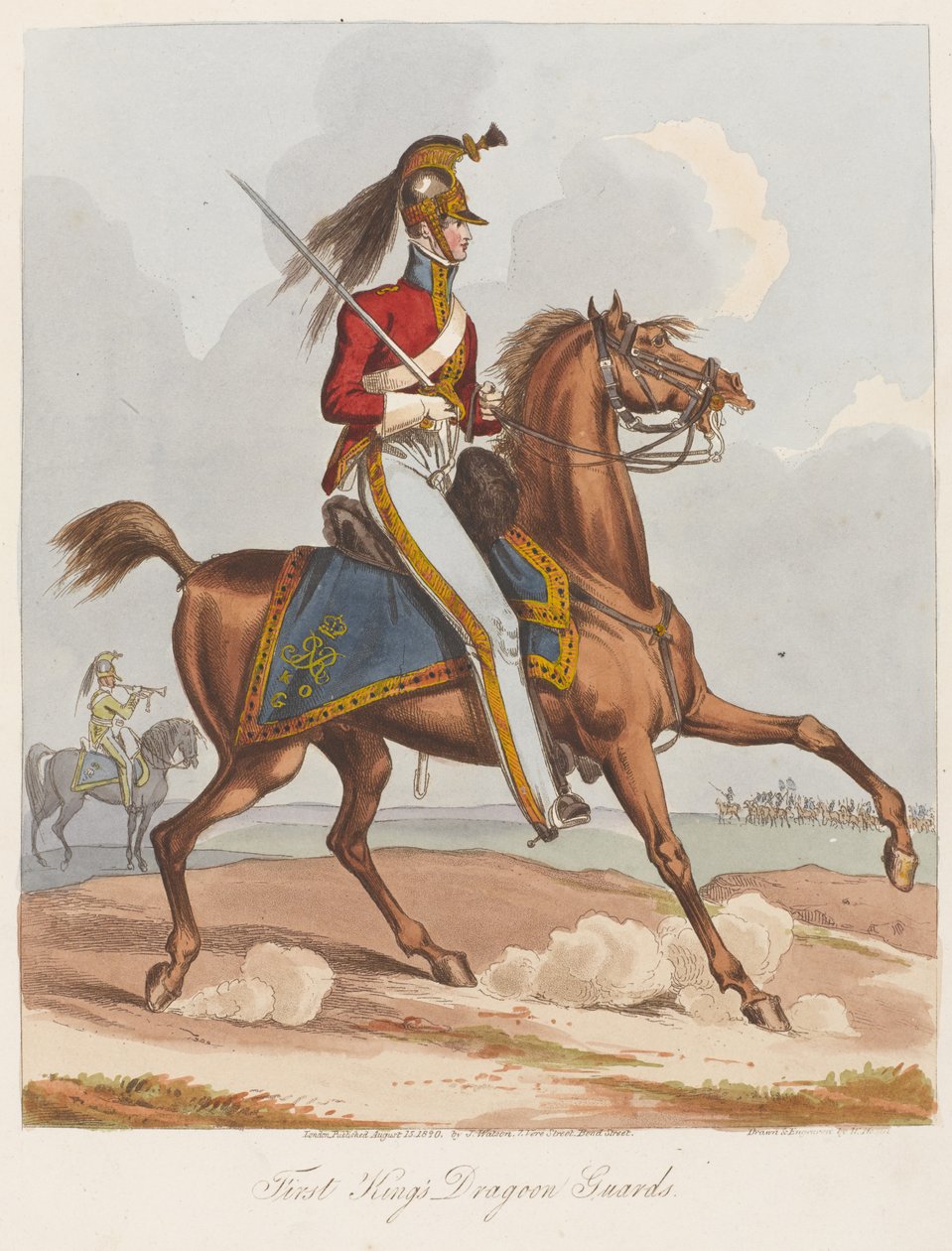 First Kings Dragon Guards, 1820 (kolorowa akwatinta) autorstwa William Heath