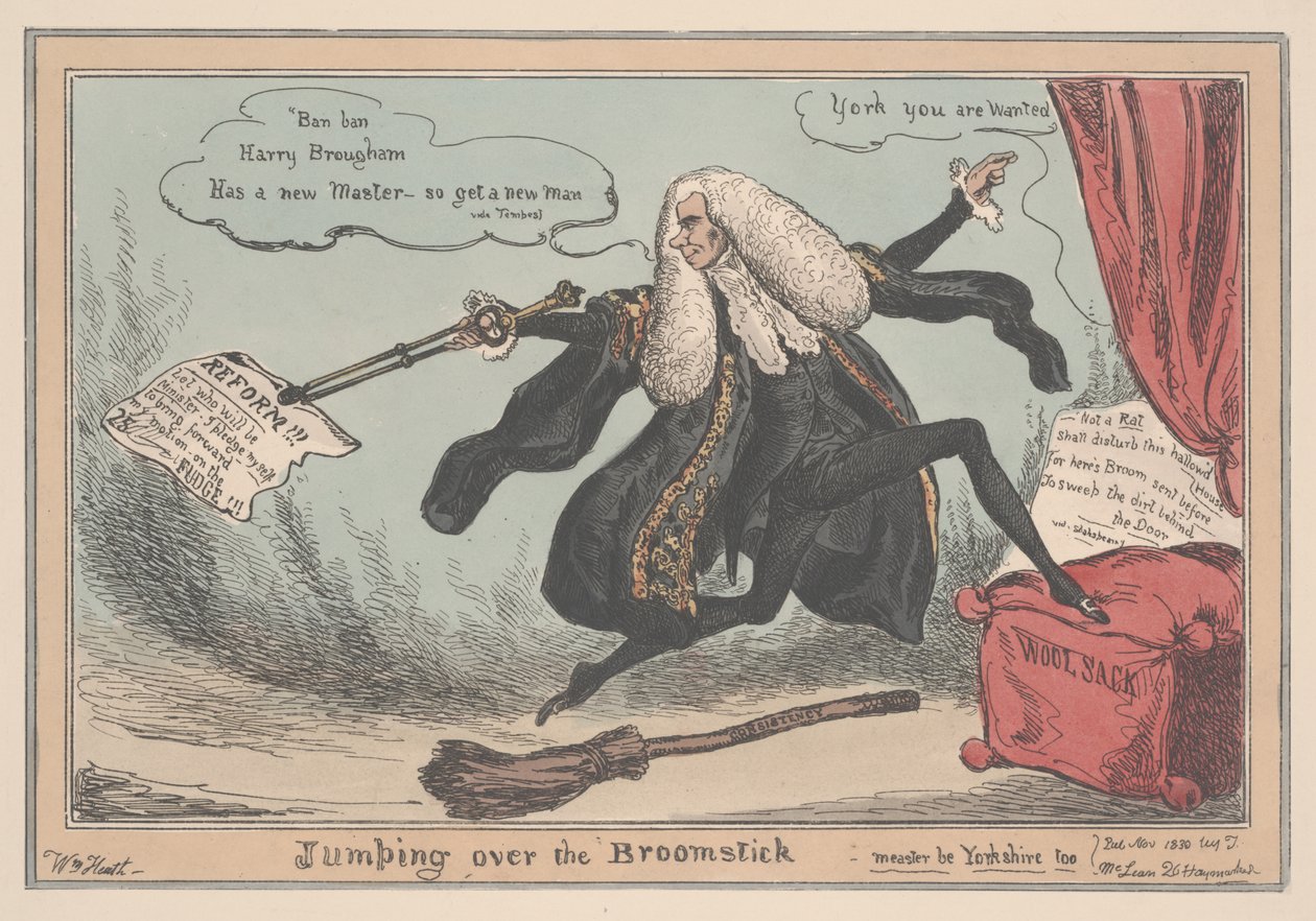 Jumping over the Broomstick - Measter be Yorkshire też, 1830 autorstwa William Heath