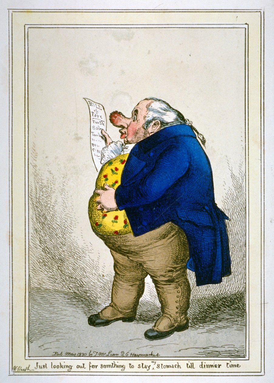 „Tylko szukam czegoś [chorego], żeby zatrzymać mój żołądek do czasu obiadu”, 1830 autorstwa William Heath