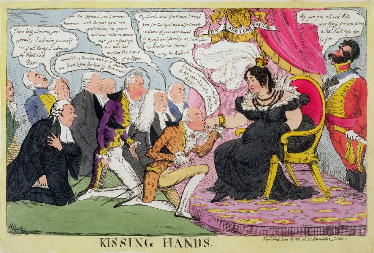 Kissing Hands, opublikowany 1827 autorstwa William Heath