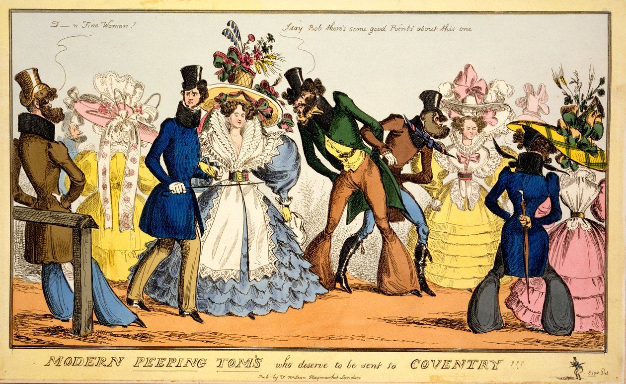 Współcześni podglądacze, którzy zasługują na wysłanie do Coventry, ok. 1829 r. (ręcznie barwiony grawerunek) autorstwa William Heath