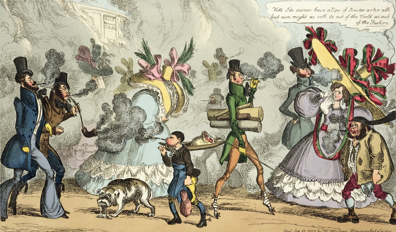 Puff, Puff, It is an Age of Puffing, Puff, Puff, Puff, opublikowana we wrześniu 1827 r. przez Thomasa McLeana, Londyn (kolorowa akwaforta) autorstwa William Heath