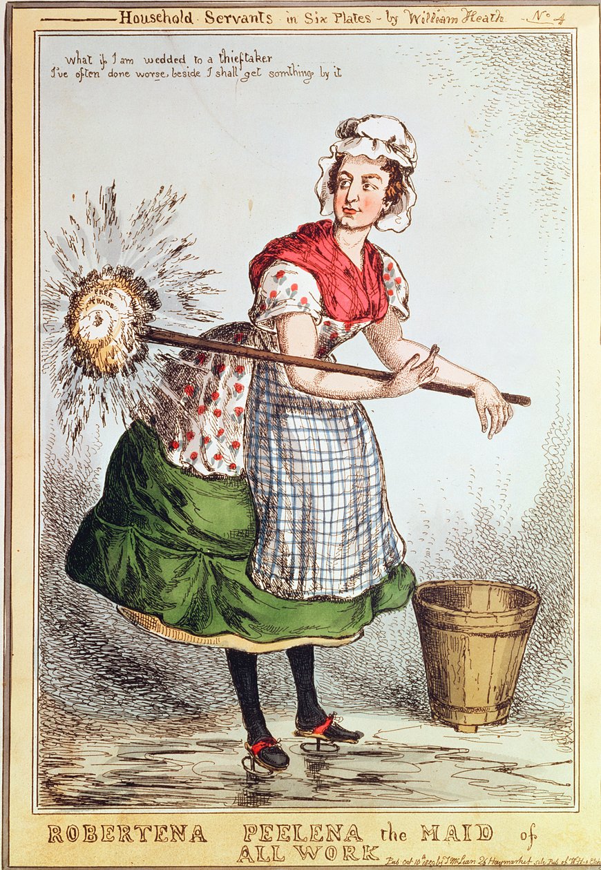 Robertena Peelena Pokojówka Wszystkich Pracy, no. 4 z serii „Sługi domowe”, wydanej w 1829 r. autorstwa William Heath
