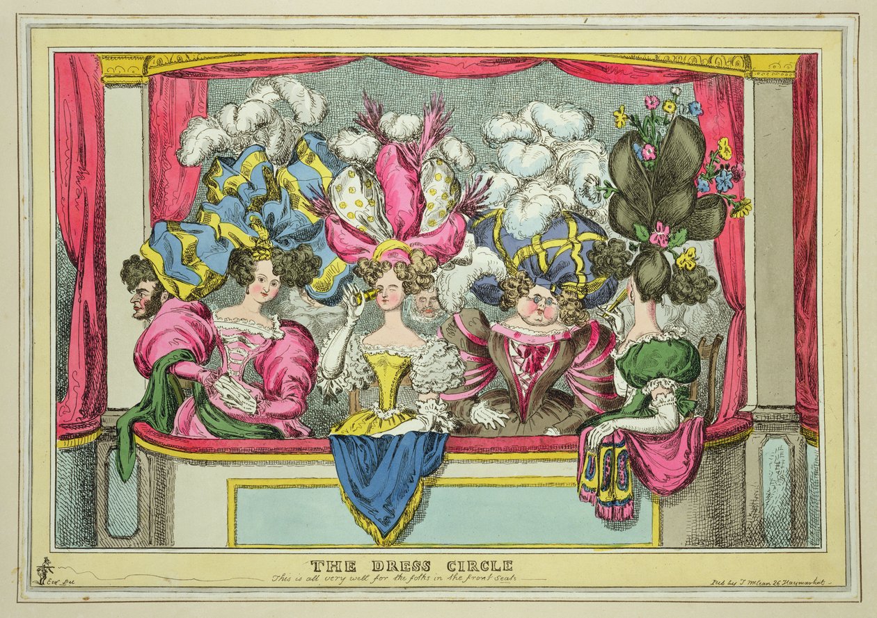 The Dress Circle, wyd. Thomas McLean, Londyn (kolorowa akwaforta) autorstwa William Heath