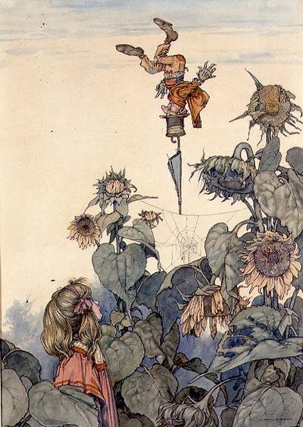 „Czy to nie cudowne!”, ilustracja do „Grafiki” czerwiec 1910 (akwarela) autorstwa William Heath Robinson