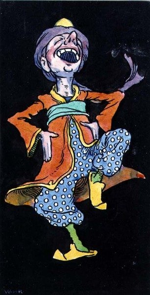 Roześmiany mężczyzna w stroju tureckim (akwarela na papierze) autorstwa William Heath Robinson