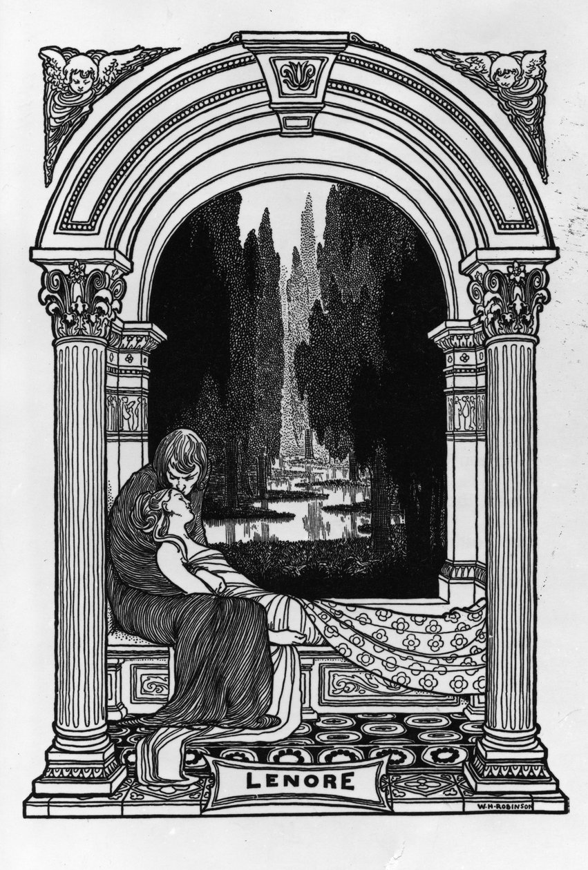 Lenore, z „Wierszy Edgara Allana Poe”, 1900 autorstwa William Heath Robinson