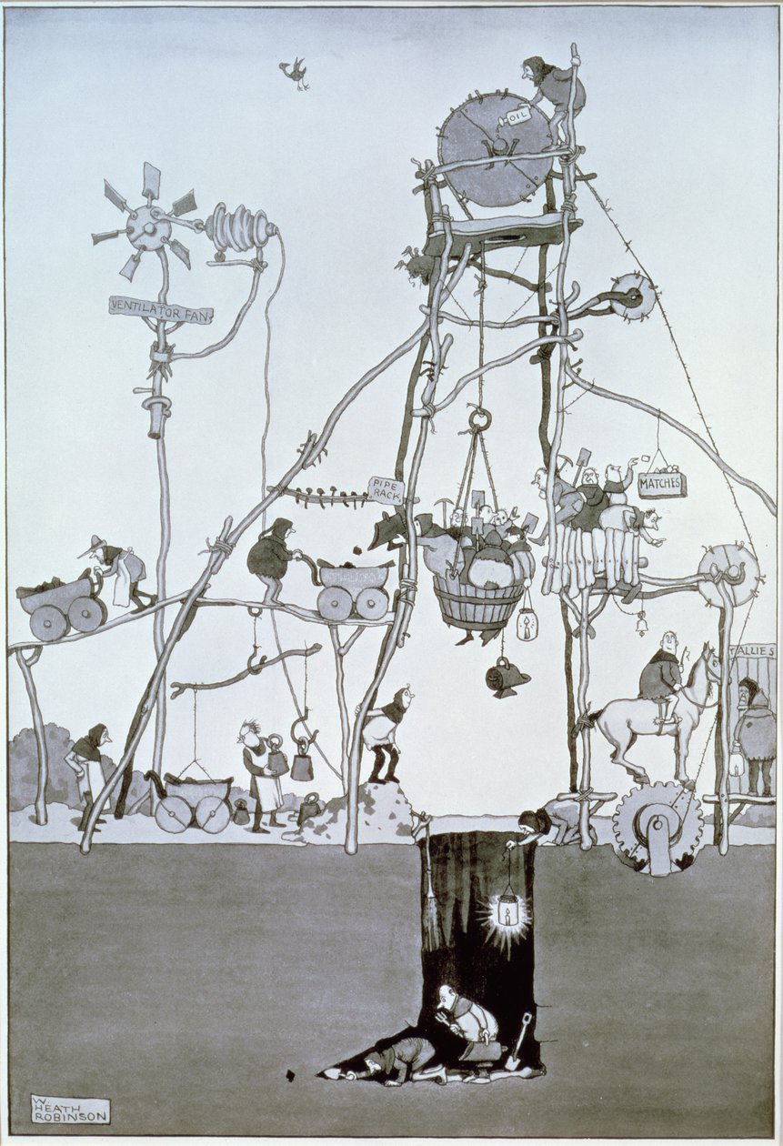 Głowa szybu, ok. 1930 r autorstwa William Heath Robinson
