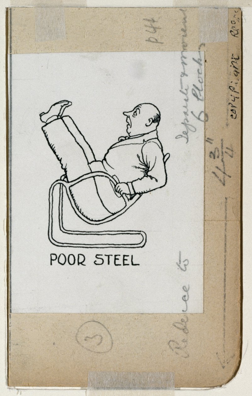 „Biedna stal”, fragment z „Jak żyć w mieszkaniu”, wyd. 1936 autorstwa William Heath Robinson