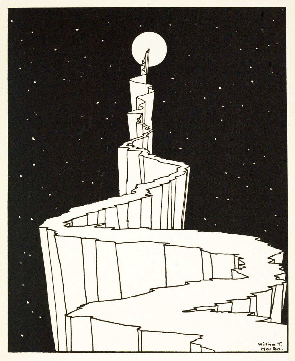 Droga na Księżyc, z Księgi obrazów, wyd. 1898 (grawerowanie) autorstwa William Heath Robinson