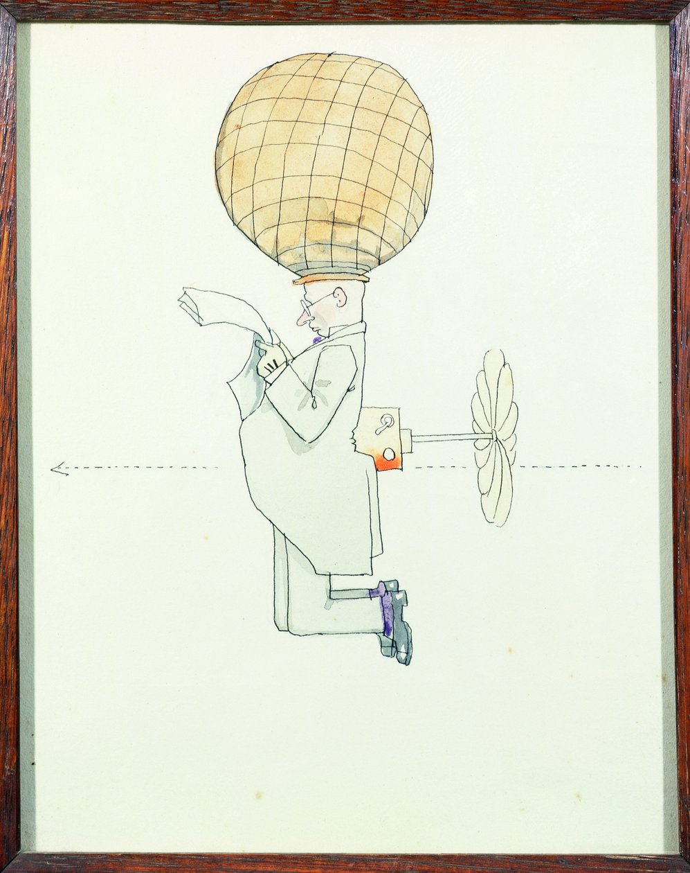 Osobisty system podróży lotniczych dla dżentelmenów autorstwa William Heath Robinson