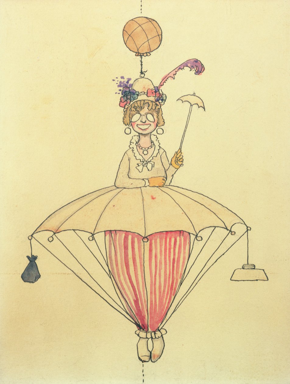 Osobisty system podróżowania napowietrznego dla pań autorstwa William Heath Robinson