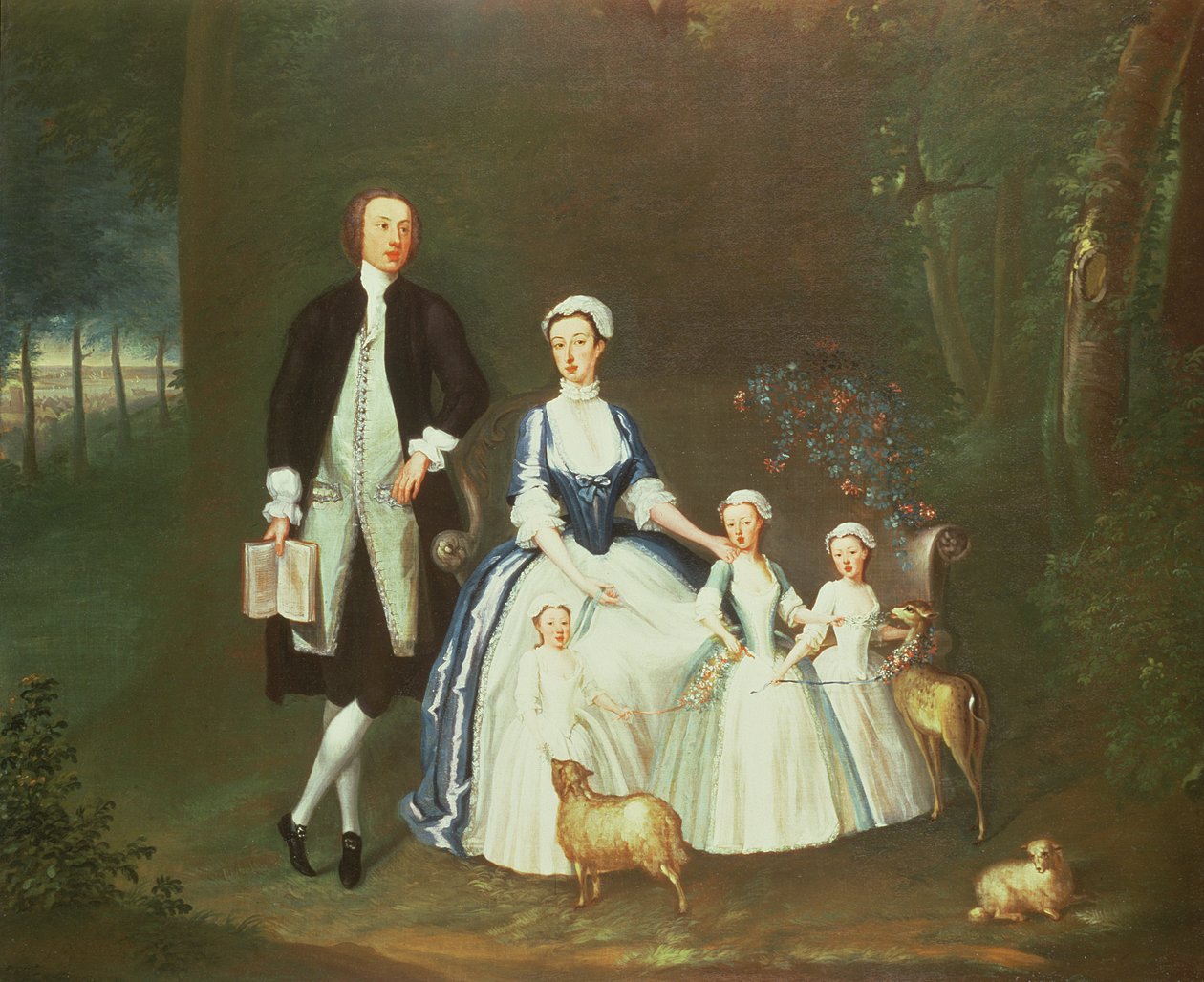 Baptysta Noel, 4. hrabia Gainsborough i jego żona Elżbieta z dziećmi autorstwa William Henesy