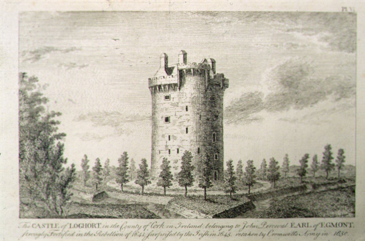 Zamek Howel, Barony of Kells, hrabstwo Kilkenny, Irlandia, z „Krajobrazy i starożytności Irlandii” George