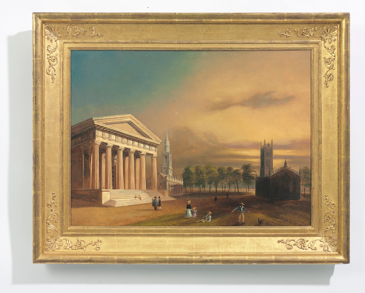 Kościół gotycki, New Haven (olej na płótnie) autorstwa William Henry (after) Bartlett