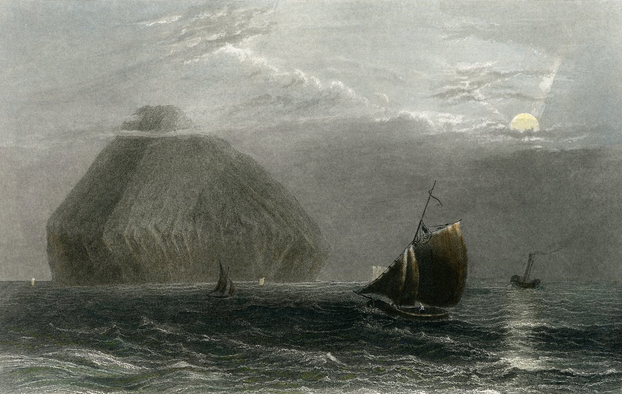 Ailsa Craig, grawerowane przez J. T. Willmore (ręcznie kolorowane grawerowanie) autorstwa William Henry Bartlett