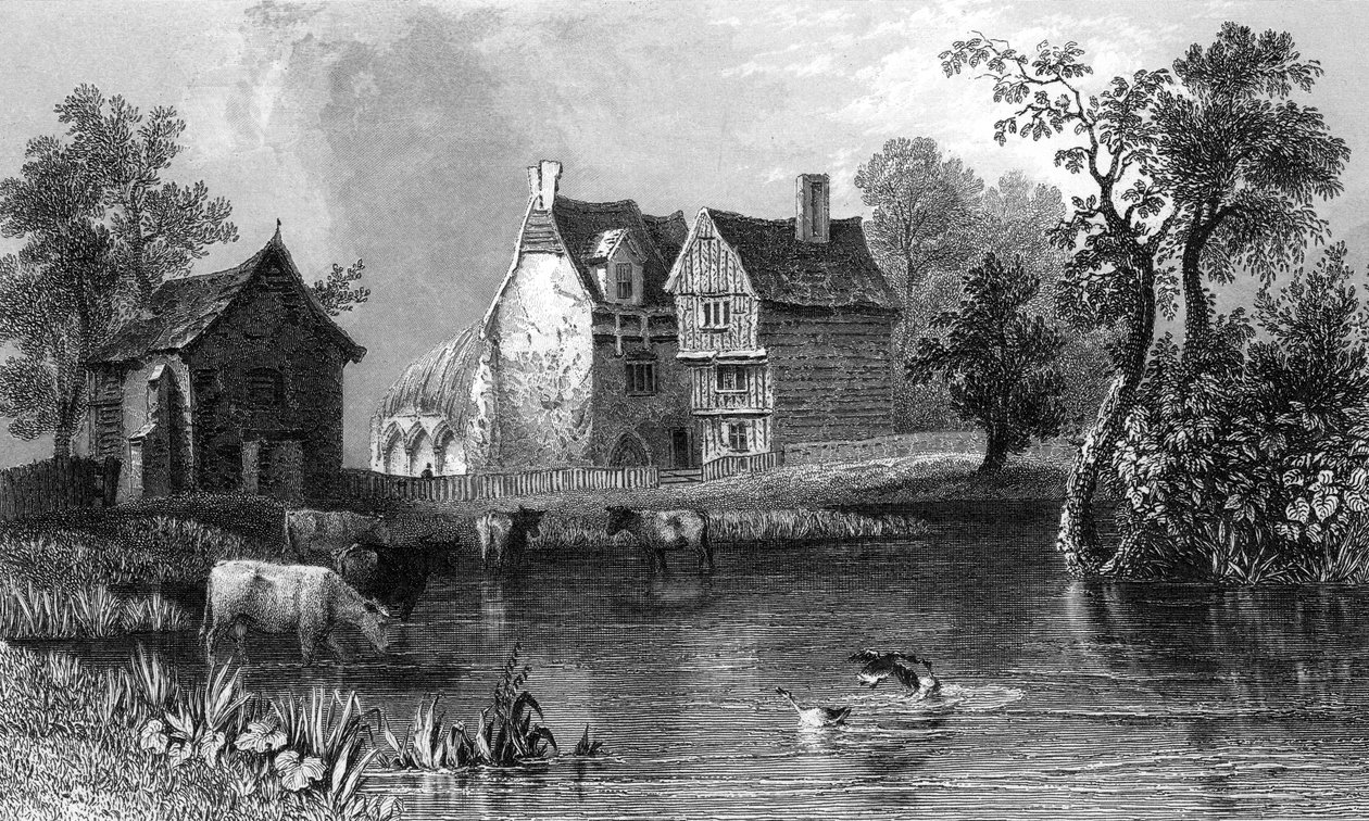 Opactwo Beleigh, niedaleko Maldon, Essex, grawerowane przez Charlesa Mottrama, 1832 autorstwa William Henry Bartlett