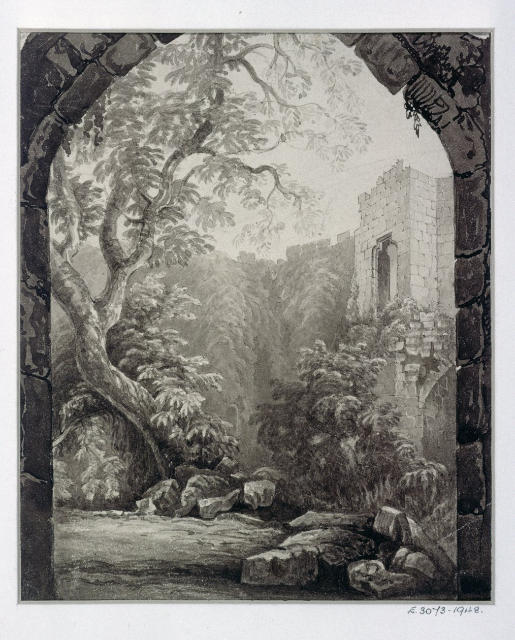 Cliffords Tower, York, wnętrze, 1827 r. autorstwa William Henry Bartlett