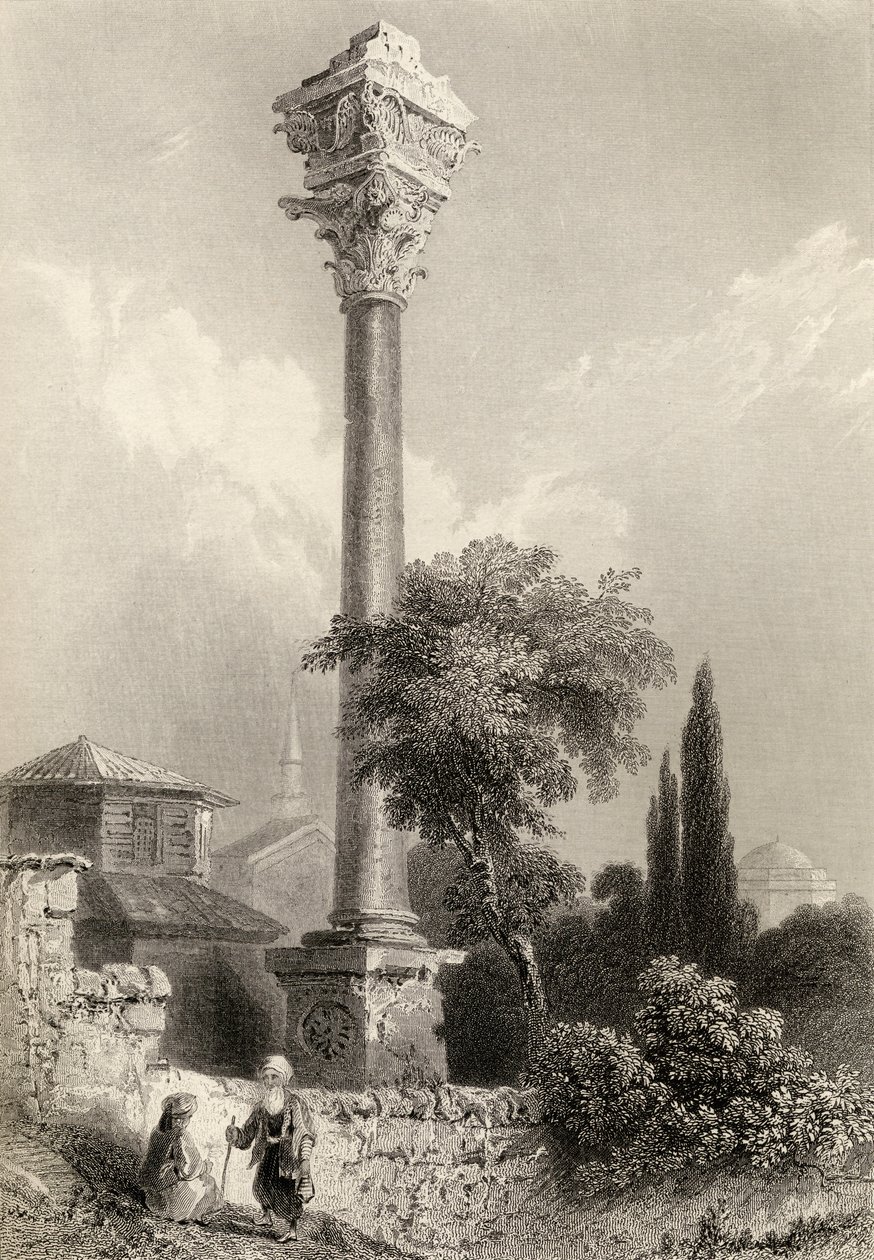 Kolumna Marcjana, Stambuł, Turcja, ryty H. Adlard autorstwa William Henry Bartlett