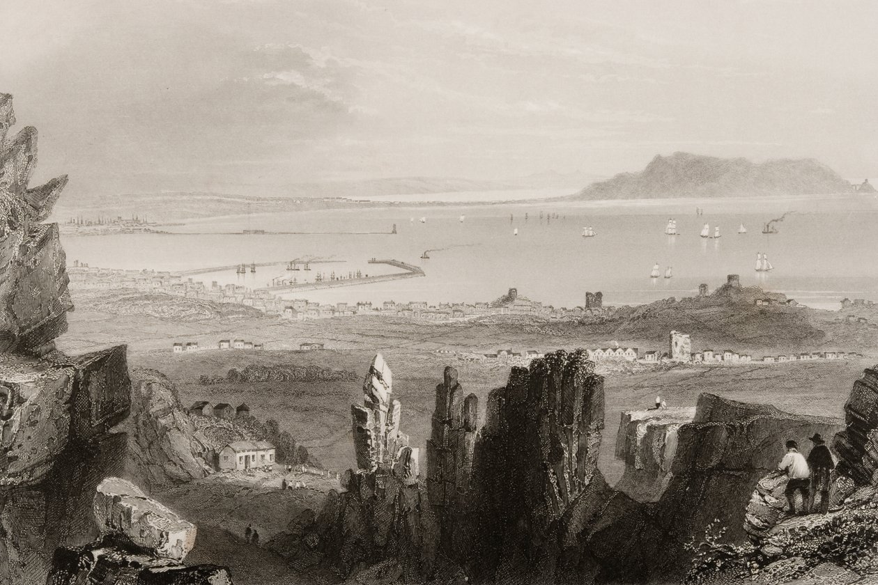 Dublin Bay z Kingstown Quarries, z „Scenery and Antiquities of Ireland” George