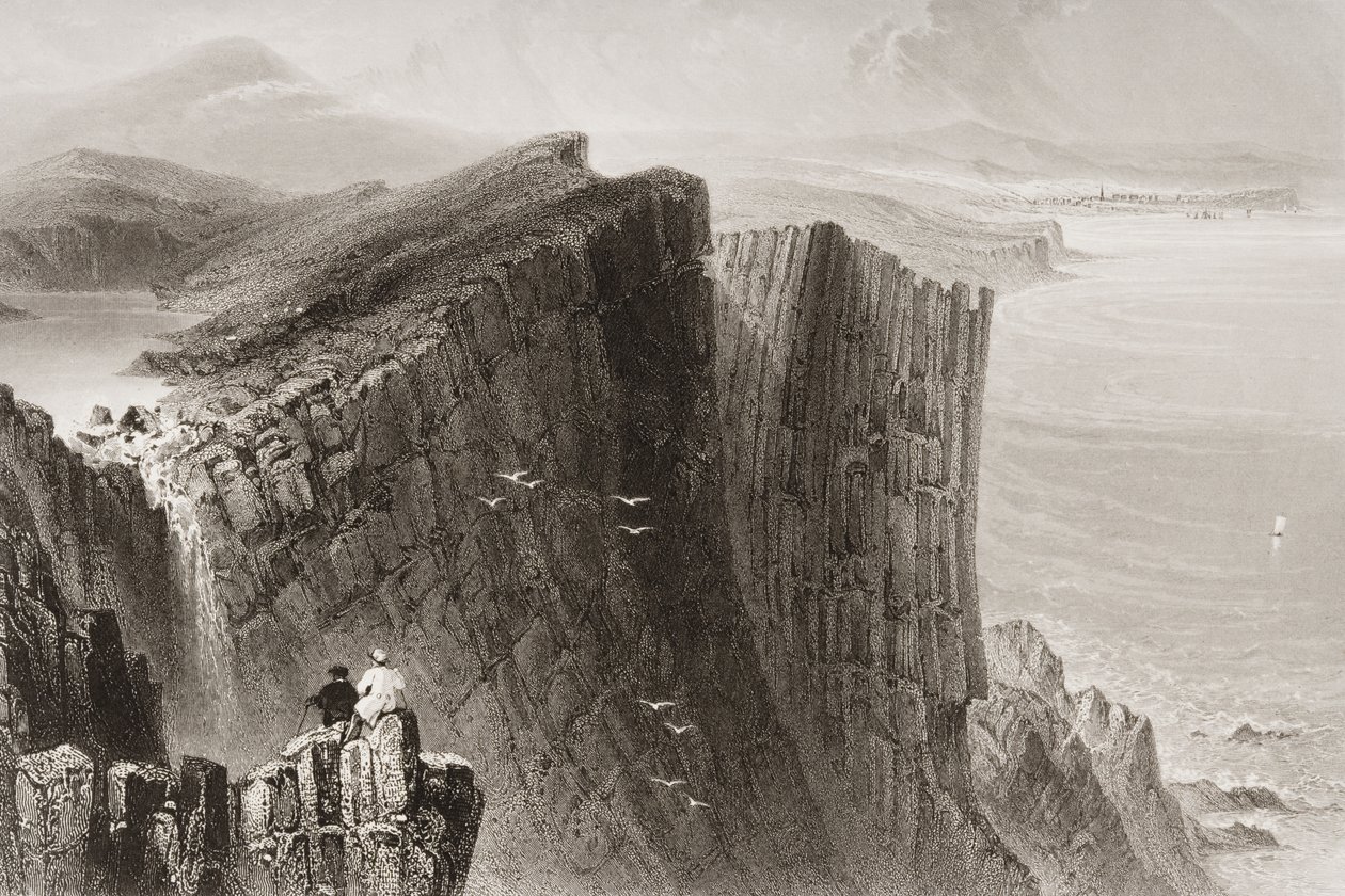 Fairhead, hrabstwo Antrim, Irlandia Północna, z „Scenery and Antiquities of Ireland” George