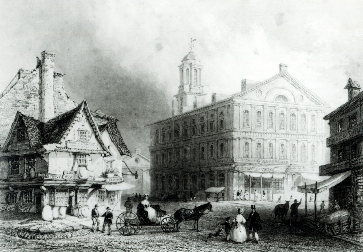 Faneuiel Hall, Boston autorstwa William Henry Bartlett