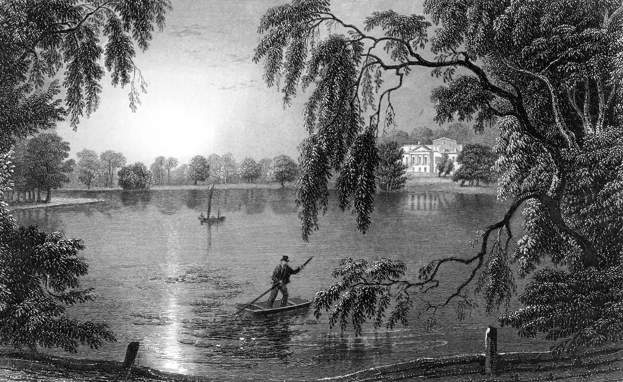 Gosfield Hall, z Weathersfield Road, Essex, grawerowane przez Charlesa Mottrama, 1833 autorstwa William Henry Bartlett