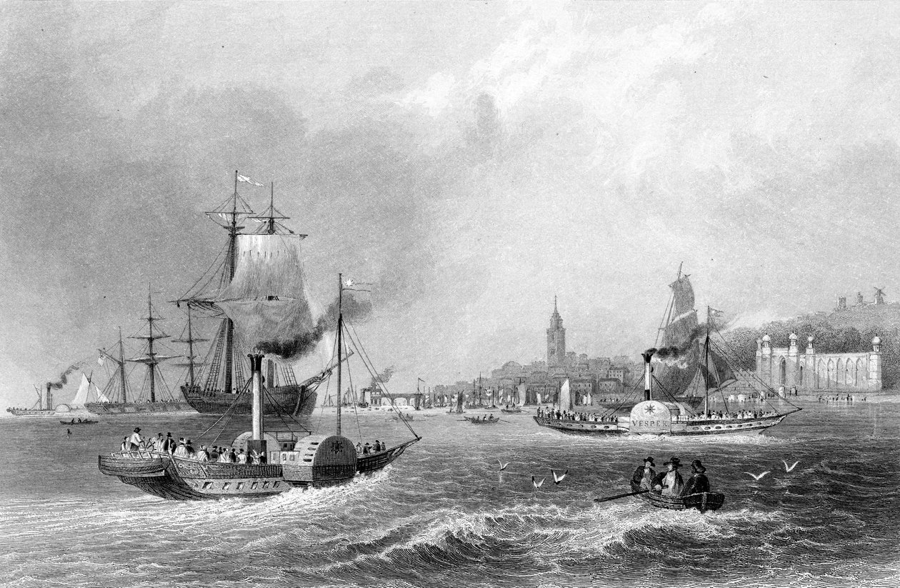 Gravesend, grawerowane przez H. Adlarda, opublikowane w „Finden
