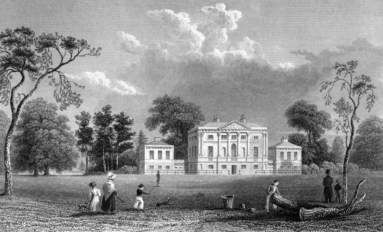 Hare Hall, Essex, grawerowane przez E. Younga, 1833 autorstwa William Henry Bartlett