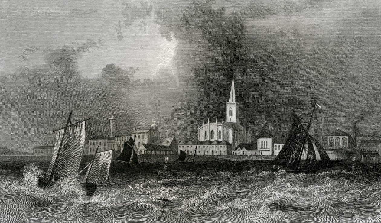 Harwich, od morza, Essex, grawerowane przez Johna Rogersa, 1832 autorstwa William Henry Bartlett