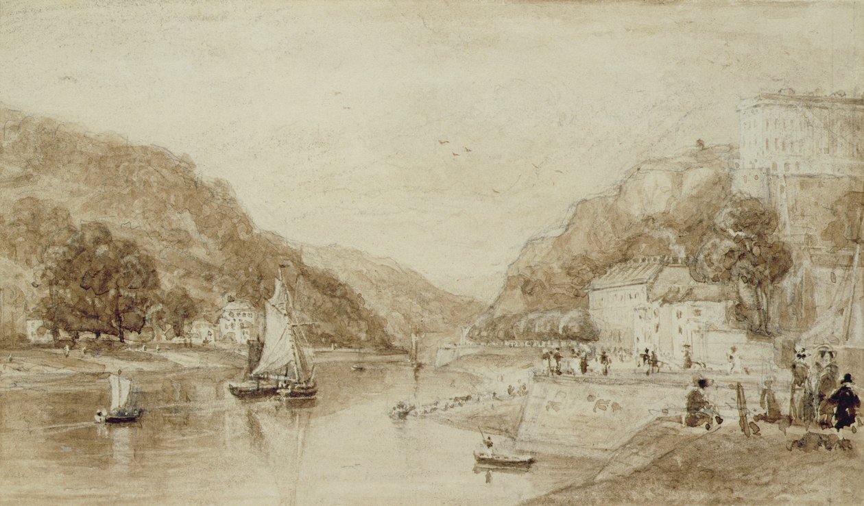 Hotwells w pobliżu Bristolu (wc nad ołówkiem na papierze) autorstwa William Henry Bartlett