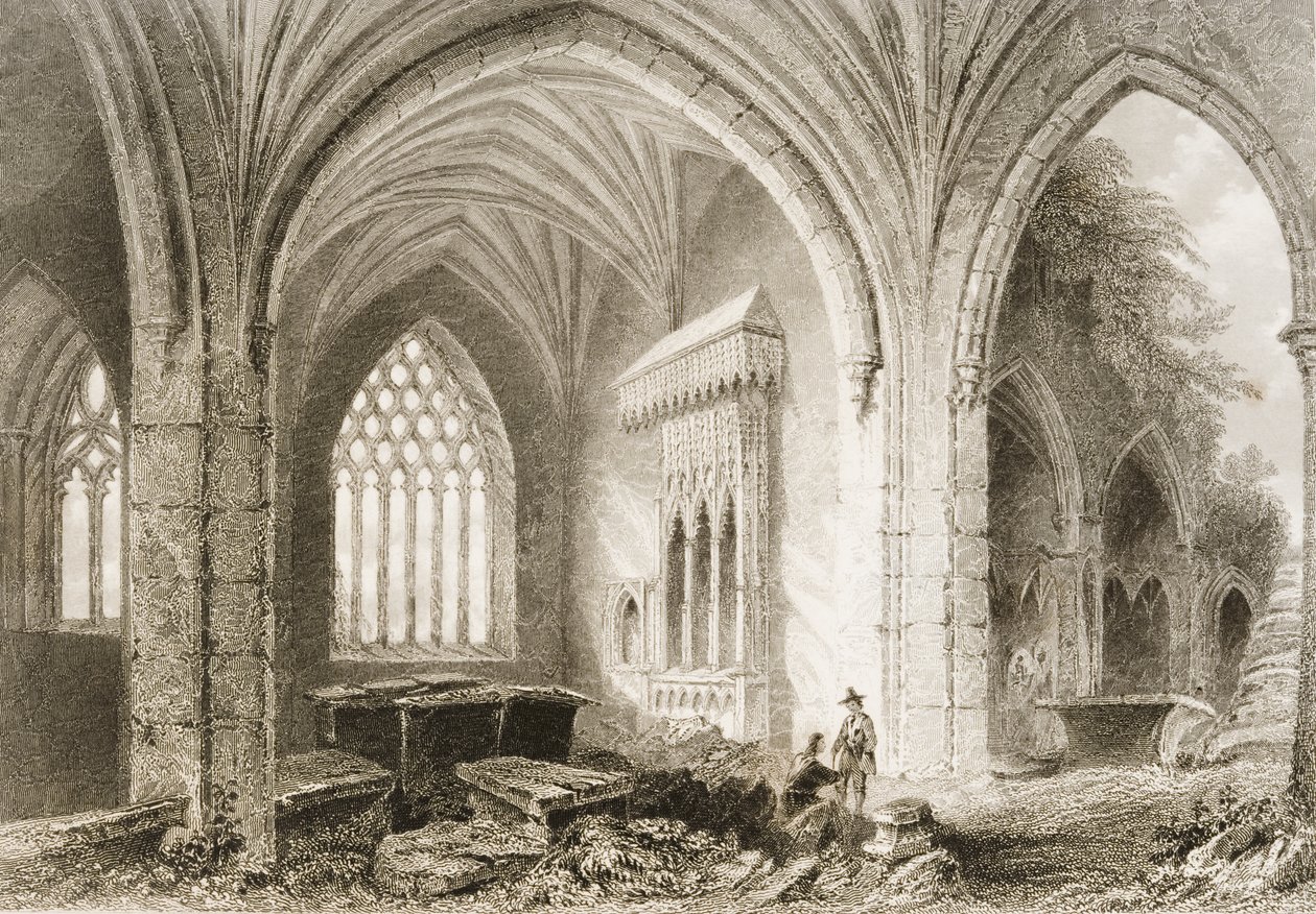 Wnętrze opactwa Holycross, County Tipperary, Irlandia, z „Scenery and Antiquities of Ireland” George