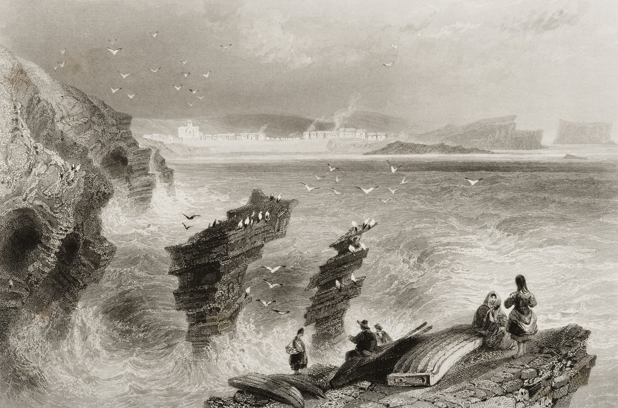 Kilkee, hrabstwo Clare, Irlandia, z „Krajobrazy i starożytności Irlandii” George