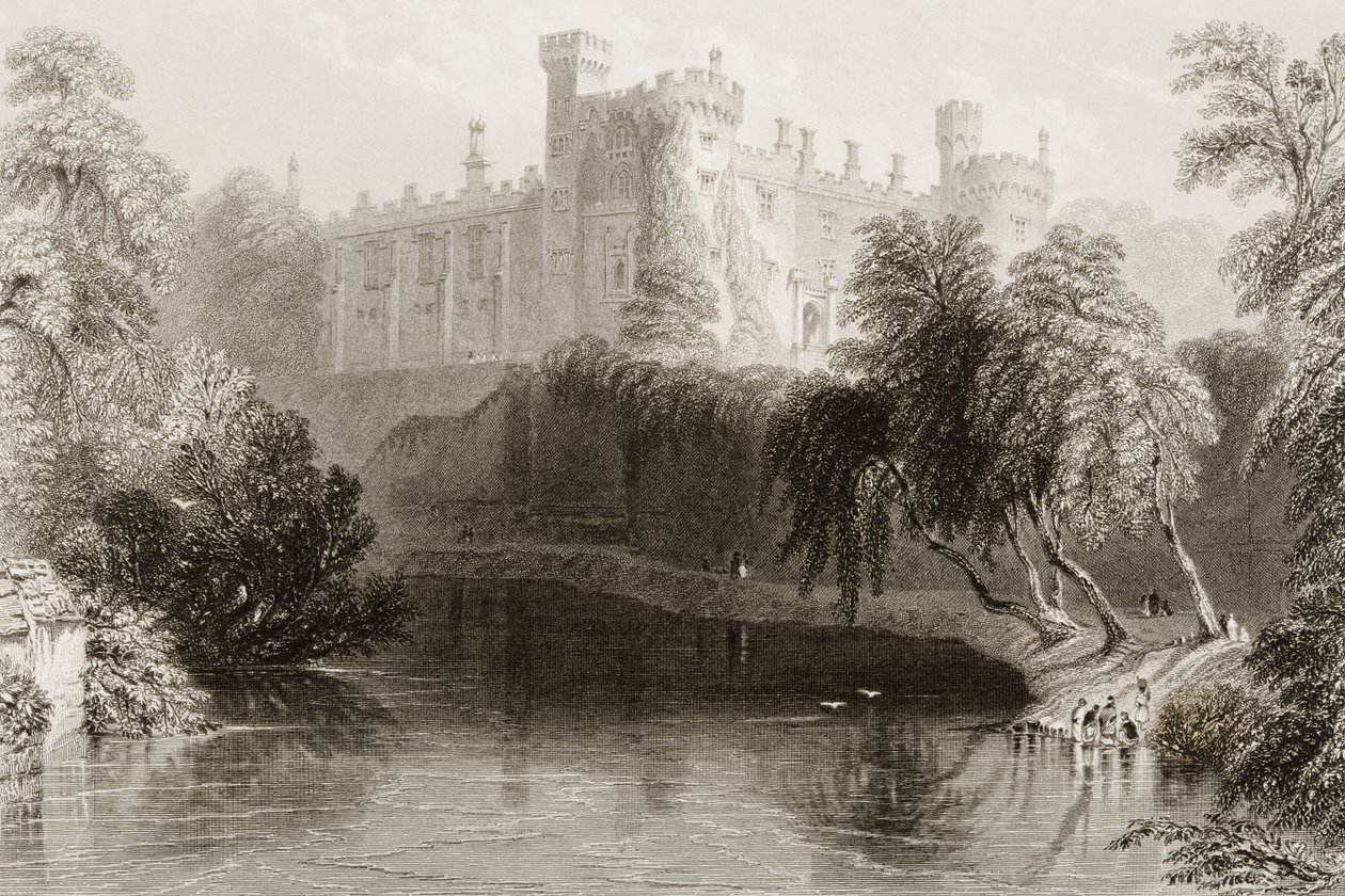 Zamek Kilkenny, hrabstwo Kilkenny, Irlandia, z książki "Scenery and Antiquities of Ireland" George